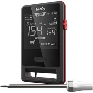 herQs - Pin PRO - BBQ thermometer – Vleesthermometer – incl. 2 draadloze sondes - barbecue thermometer met App – tot 500°C – Bluetooth