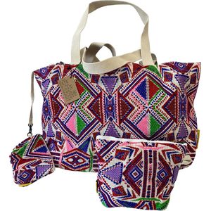 Mycha Ibiza - strandtas - Ibiza tas - jacquard katoen - gratis - toilettas - Myc24003