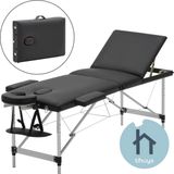 Luxe Behandeltafel Draagbaar – Met Verstelbaar Hoofdsteun En Draagtas – 186x60cm – Professionele Massagetafel - Zwart