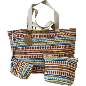 Mycha Ibiza - strandtas - Ibiza tas - jacquard katoen - gratis - toilettas - Myc24006