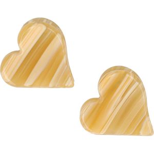 Haarsoires Haarspeld Haarklemmen 2,5cm – Hartje – Marmer Print – Creme Geel – Set van 2 - Haarclip Klem - Hair Claw - voor Opsteken Haar - Hair Clip - Decoratieve Haaraccessoire