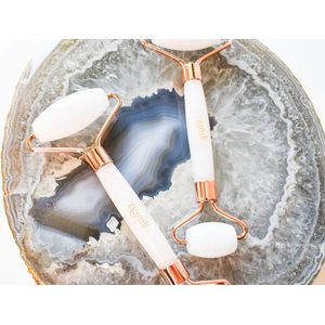 Ziamli gezichtroller (Jade roller) Witte jade - 100% white jade - Premium kwaliteit - Facial roller White jade - Gezicht massage - Jade roller Jade