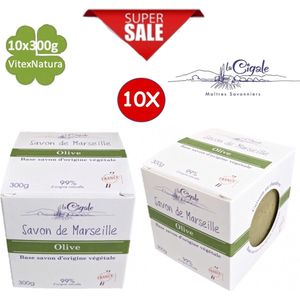 Savon De Marseille zeep 10x300g glycerine en OLIJF OLIE origineel Frans zeepblok CUBE La Cigale
