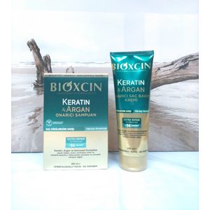 Bioxcin- Haarverzorgings set - 1 x keratin Argan shampoo 300 ml - 1 x keratin Argan haarcrème 250 ml