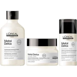 L`Oreal Professionel - Metal Detox Set - Shampoo + Masker + Creme + KG Ontwarborstel - Anti Haarbreuk Set - Serie Expert Giftset