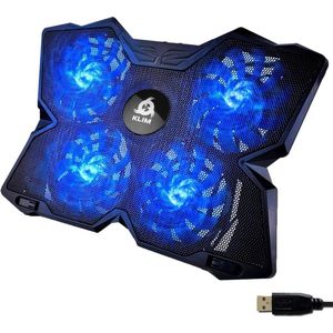 Laptop Cooler - Zwart met Blauw - 17 Inch - Krachtige Ventilator
