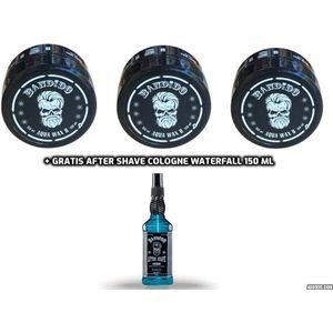 Bandido Aqua Styling Wax 3 stuks + Eau de Cologne Waterfall 150 ml