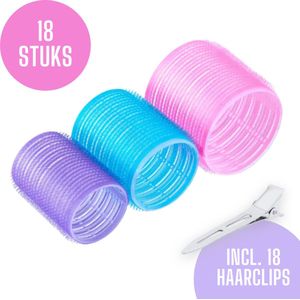 Krulspelden 18 stuks - 3 maten - Heatless Curls - Kleefrollers - Rollers Hair curler - Krullen zonder hitte - haar krullers zonder hitte - haar zelfklevend