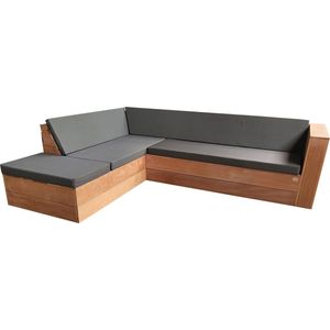Wood4you - Loungeset 7 Bankirai - incl kussens (L vorm) - 230cm - 200cm