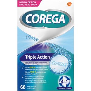 Corega Triple Action Reinigingstabletten voor gebitsprothese (3 x 66 stuks)