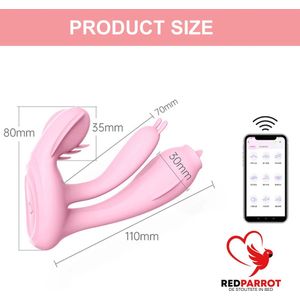 Super Triple Vibrator Deluxe met Bluetooth bediening | Zuigen | Likken | Trillen | Verwarming | Zeer exclusief | Bestuurbaar via telefoon | 9 vibratiestanden | Verwarmd | Geluidsdicht