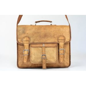 Messengertas “Granada” – Aktetas Satchel Bruin Echte Leder - Laptoptas 16’’ Businesstas (MODEL086)