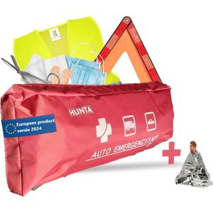 Auto Veiligheidsset 4-delig – Gevarendriehoek, Reflecterend Vest, EHBO Set & Startkabels – Noodpakket Auto - ANWB
