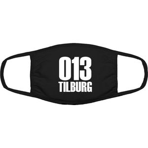 Tilburg 013 mondkapje | gezichtsmasker | bescherming | bedrukt | logo | Zwart mondmasker van katoen, uitwasbaar & herbruikbaar. Geschikt voor OV