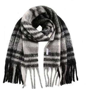 Emilie scarves – wintersjaal – geruit – grijs – zwart – lang
