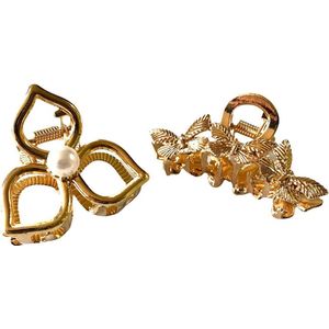 Kleine Haarklemmen - Haarspelden - Haarclip - Goudkleurig - Set 2 Stuks