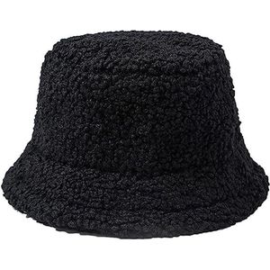 Stijlvolle Winter Bucket Hoed voor Vrouwen - Warme Teddy Fleece Hoed - Voor Outdoor en Dagelijks Gebruik - Zwart