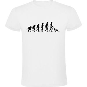Grasmaaier Evolutie Heren T-shirt | gras | accu | machine | elektrisch | tuinman | maaier | Wit