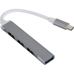VK TECH USB-C naar USB-A 4 poorts hub - USB3.0 - busgevoed / Space grey - 0,10 meter - voor Mac - Macbook - iMac - Windows - PC - Laptop