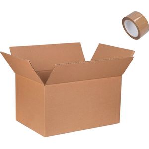 Verhuisdoos 1 stuk XXL Karton 1000 x 500 x 500 mm 1 ROL PLAKBAND 100m Kartonnen dubbele Golf Bruin Doos 100 x 50 x 50 cm opbergdoos STEVIG 5-laags karton 650g/m2