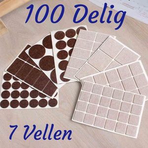 Vilt set – 100 Delig – Bruin – Meubels – Stoel vilt – Bank vilt – Anti kras – Bescherm vilt - Zelfklevend – 3M – Viltjes – Stoelen – Stoelpoot beschermers – Plak vilt – Tafel vilt – Vilt glijders – Meubelonderzetters - vilt stoelpoten