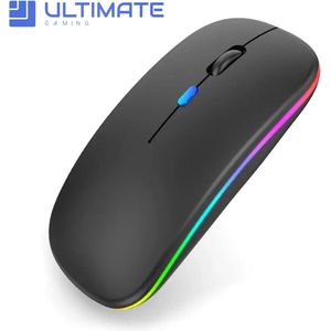 Draadloze LED Bluetooth Muis - Ergonomisch - RGB - Laptop en Gaming - Draadloos - Zwart - Met USB-C hub