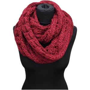 Grof Gebreide Loop Sjaal - Colsjaal - Bordeauxrood - 60 x 30 cm (14-5)