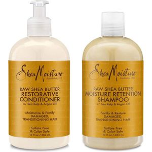 Shea Moisture Raw Shea Butter - Shampoo & Conditioner Restorative  - Set of 2 x 384 ml