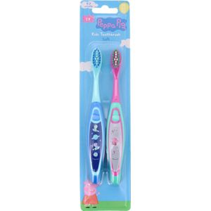 Kinder tandenborstel - Peppa pig - Tandenborstel set 2x - 2+ Jaar - Toothbrush - Peppa pig - Roze - Blauw - Soft - Tanden poetsen - Kinderen