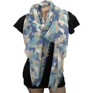 Lange Dunne Sjaal - Camouflageprint - Blauw - 180 x 95cm (LC-4)