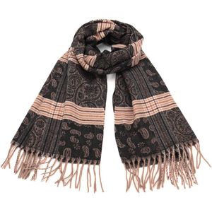 Lange Warme Sjaal - Geblokt - Paisley - Zwart - 180 x 70cm (11#)
