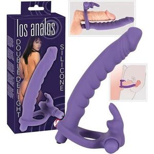 Los Analos – Anale Voorbind Dildo voor Mannen met Vibrerend Clitoris Stimulatie Penis Ring Ontwerp voor Triple Verwenning – 16 cm – Paars