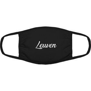 Leuven mondkapje | gezichtsmasker | bescherming | bedrukt | logo | Zwart mondmasker van katoen, uitwasbaar & herbruikbaar. Geschikt voor OV