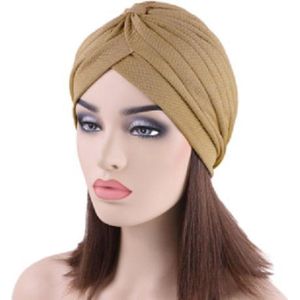 Tulband - Head wrap - Chemo muts – Haarband Damesmutsen - Tulband cap - Hoofddeksel - Beanie- Hoofddoek - Muts - Beige - Hijab - Slaapmuts - Hoofdwear