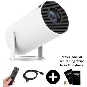 Smileboost® Draagbare Beamer inclusief HDMI kabel verstelbare mini Projector - Beamer met WiFi - Bluetooth met afstandsbediening - 180° Graden 4K resolutie