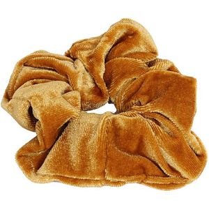 Haarsoires Haarelastiek Scrunchie – Basic – Velvet Stof – Okergeel - Haarkrinkel - Haar Elastiek met Stof - Zacht & Haarvriendelijk