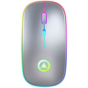 Wireless Gaming mouse - Draadloze Gaming muis - Oplaadbare game muis - RGB - Led - Stille muis - Zilver