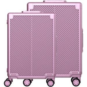Licenty Kofferset Roze - Reiskoffer - Kofferset 2 delig - Grote Koffer - Handbagage koffer - Aluminium Koffer - Reiskoffer met wielen - TSA Kofferslot
