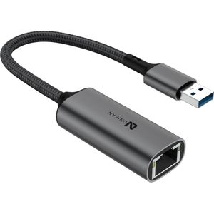 Uniean USB-A naar Ethernet Adapter - 1000 Mbps - USB 3.0 - Aluminium