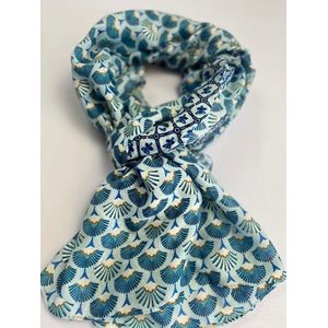 Dames-sjaal vrolijk met print en zilver 50% katoen en 50 viscose