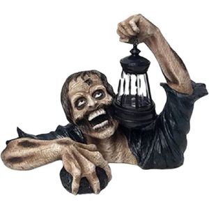 Leuke Zombie tuinlamp - Lantaarn - Decoratie - Halloween - Schakelaar - LED Licht - Tuinbeeld