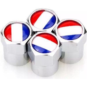 TT-products ventieldoppen aluminium Franse vlag zilver 4 stuks
