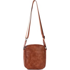 Ines Delaure - Crossbodytas - Schoudertas - Nektasje – Paspoort Etui Tasje - Reistasje - Reisportemonnee - Camel