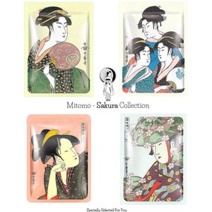 Mitomo Sakura Ritual Special Selection Gezichtsmasker - 4 x 25 g - Mask - Gezichtsmasker Verzorging - Face Mask Beauty - Gezichtsverzorging Dames - Gezichtsmaskers - Japan - Skincare Ritual Sheet Mask