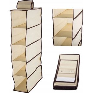 Kast Organizer 5-Vaks - ideaal voor elke kledingkast - 30x15x70 cm - Ruimte besparen - Stof vrij - Beige