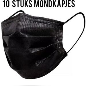 10 Stuks Zwarte - stijlvolle en mode wegwerp mondkapjes mondmasker mondkapje