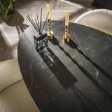 LifestyleFurn Ovale Eettafel 'Felisa' Keramiek, 180 x 90cm, kleur Zwart Marmerlook