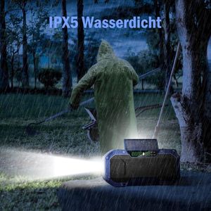 Equivera Solar Noodradio - Survival Radio - Opwindbare Radio - Solar Ppwindbaar - Noodpakket rampenrugzak - met Zaklamp en Powerbank