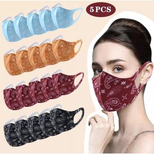 5x FASHION Mondkapje - met afdruk - Mondmasker - Wasbaar - Mondkapjes - - Facemask