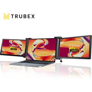 Trubex Tri-Screen - Portable Monitor - Beeldscherm - Monitoren - Scherm - Monitor - Inclusief Beschermhoes - 11.6"" - 1920x1080P - 60 Hz - HDMI & USB-C - Laptopscherm: 13.3"" - 16.1"" - Zwart